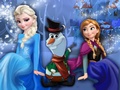 Elsa And Anna Building Olaf