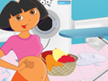 Pregnant Dora Ironing Clothes