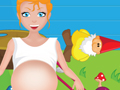 Pregnant mom cleaning the garden