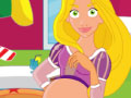 Pregnant Rapunzel cleaning the pool